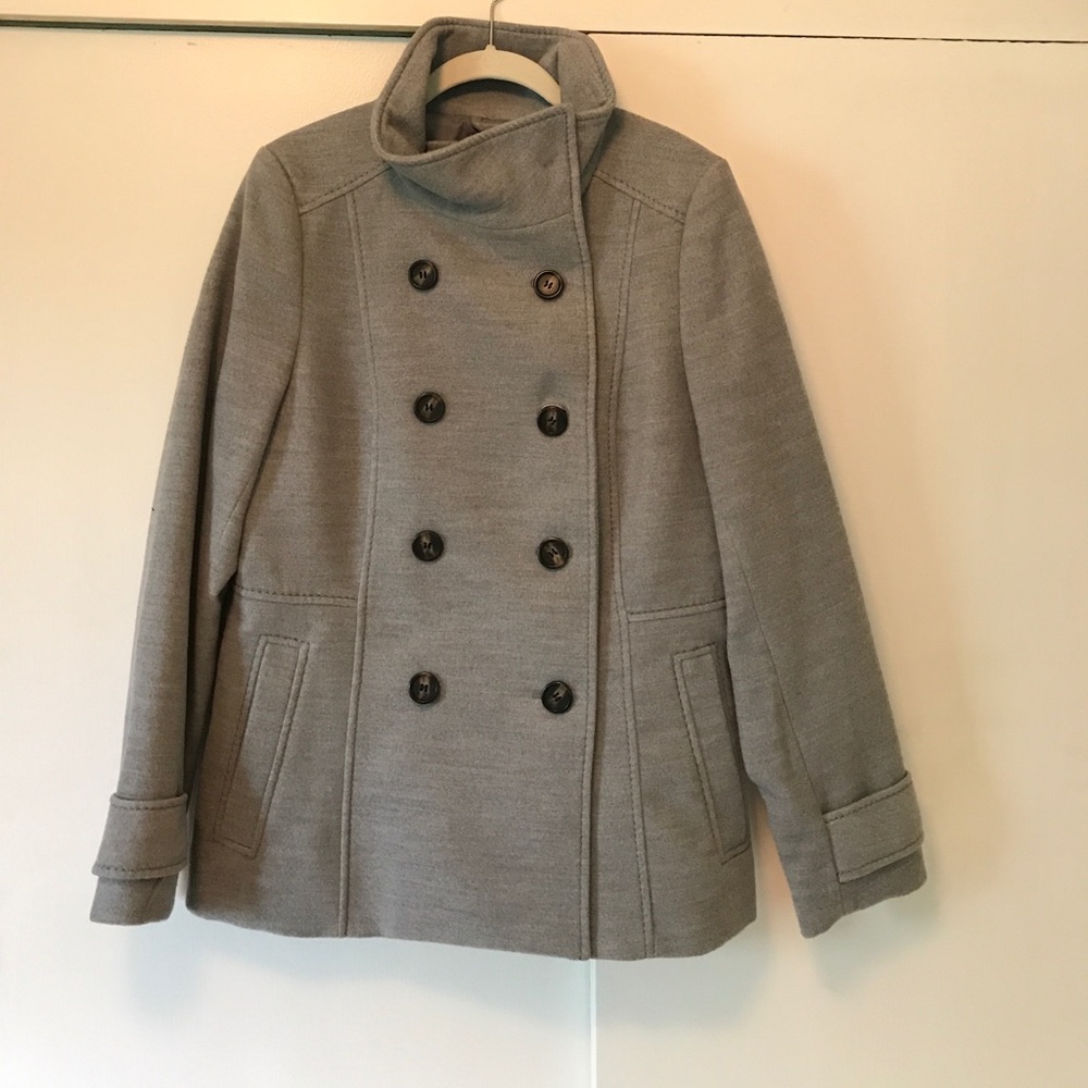 H&M Gray Double-Breasted Pea Coat